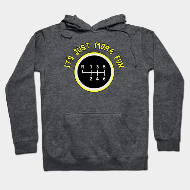 More Fun Manual 6 Speed Transmission Hoodie by Trent Tides